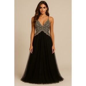 Luxxel Ball Gown Womens M Black Tulle‎ Maxi Whimsigoth Fairy Grunge Prom Dress